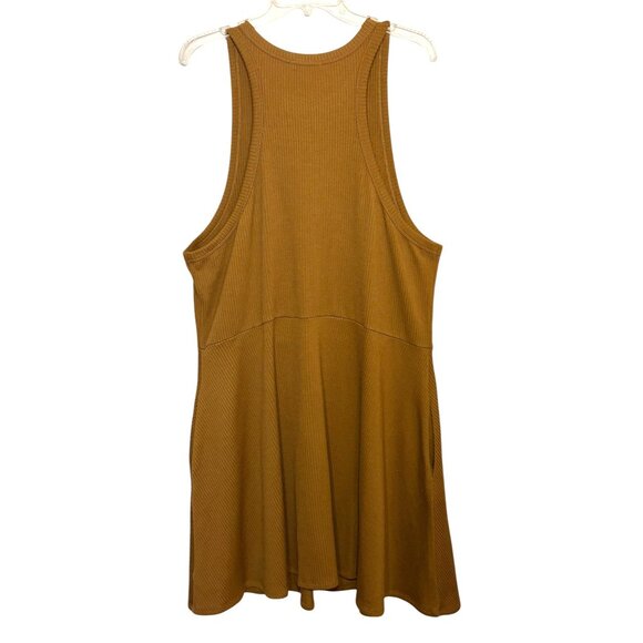 BP. Womens Ribbed Sleeveless Swing Dress 3X Brown Polyester Blend Tank Dress - Picture 3 of 5